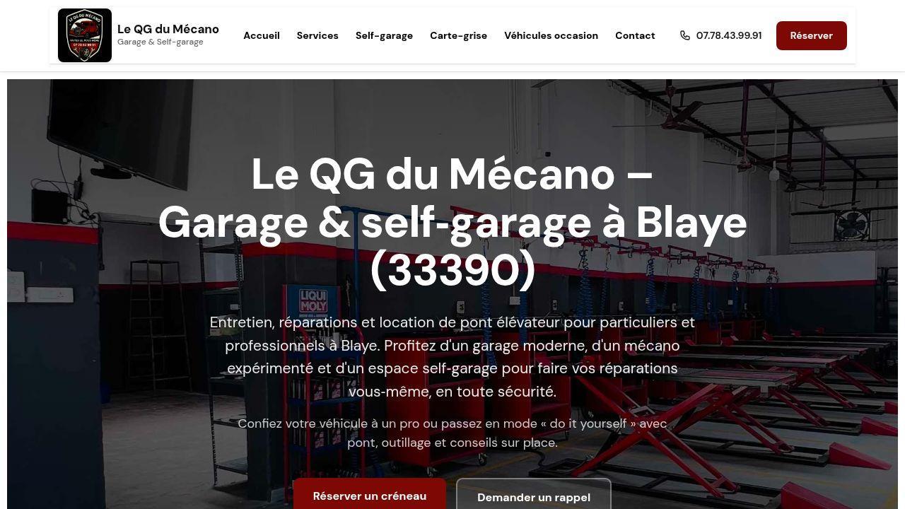 Aperçu du site Le QG du Mécano