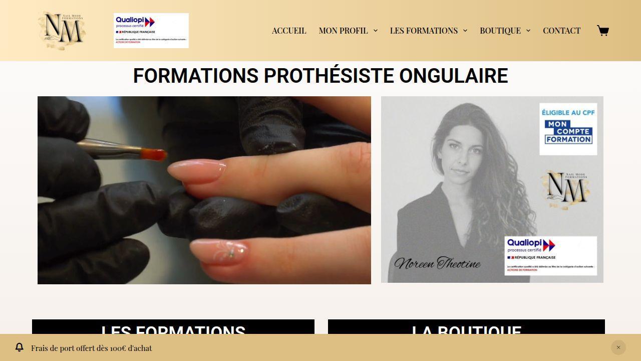 Aperçu du site Nail Mode Formations